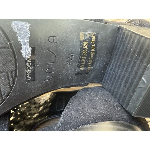 Unisa Black Faux Suede Cutout Sandals Mismatched Sizes 9.5/10 Zip Heel 2 Inch - Picture 6 of 7